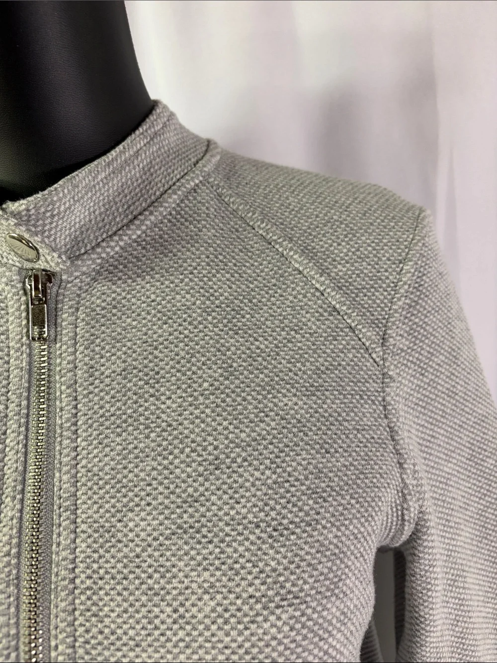 Banana Republic Factory Gray Zip Front Cropped Knit Moto Jacket - Picture 7 of 16